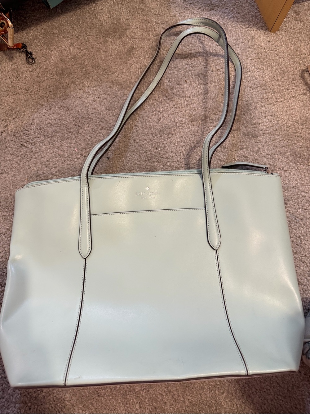 kate spade Light Cream Leather Tote with Dual Straps